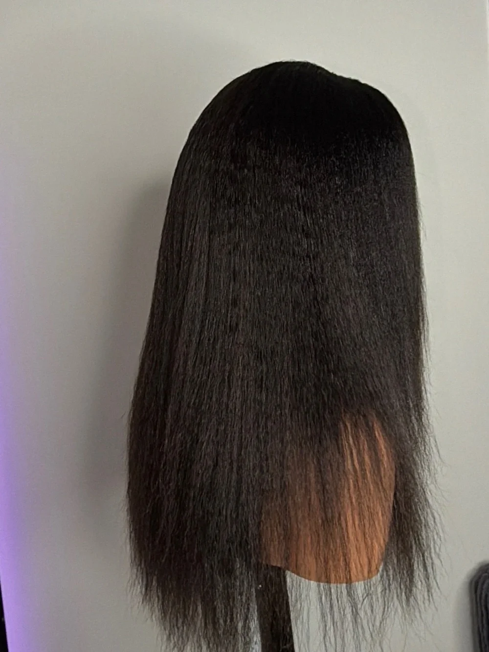 Natural Straight Human Hair Wig - Dark Brown hand made